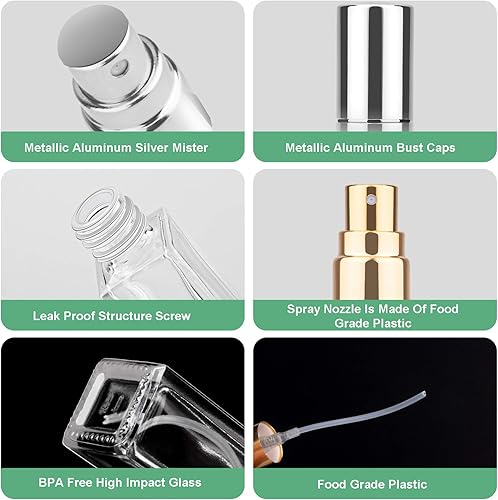 Miniatura 2 de Botella de perfume recargable, botella de perfume atomizadora sin BPA de 0.3 fl oz, atomizador de perfume de vidrio a prueba de fugas con tapas de