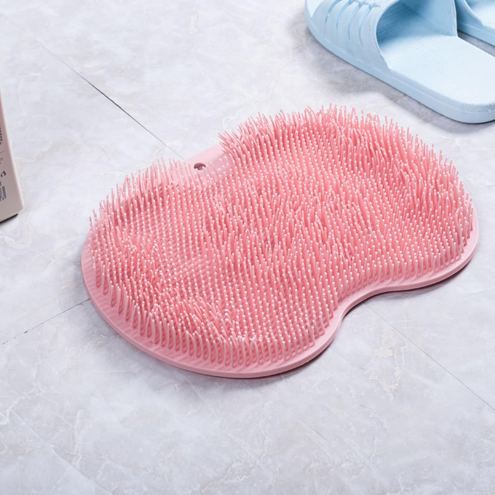 Silicone Shower Foot Brush Pad 2 sztuki 30 x 22 cm (niebieski + różowy) | Antypoślizgowa silikonowa podkładka do masażu szczotka do stóp pod prysznic odpowiednia do łazienki, podróży służbowej