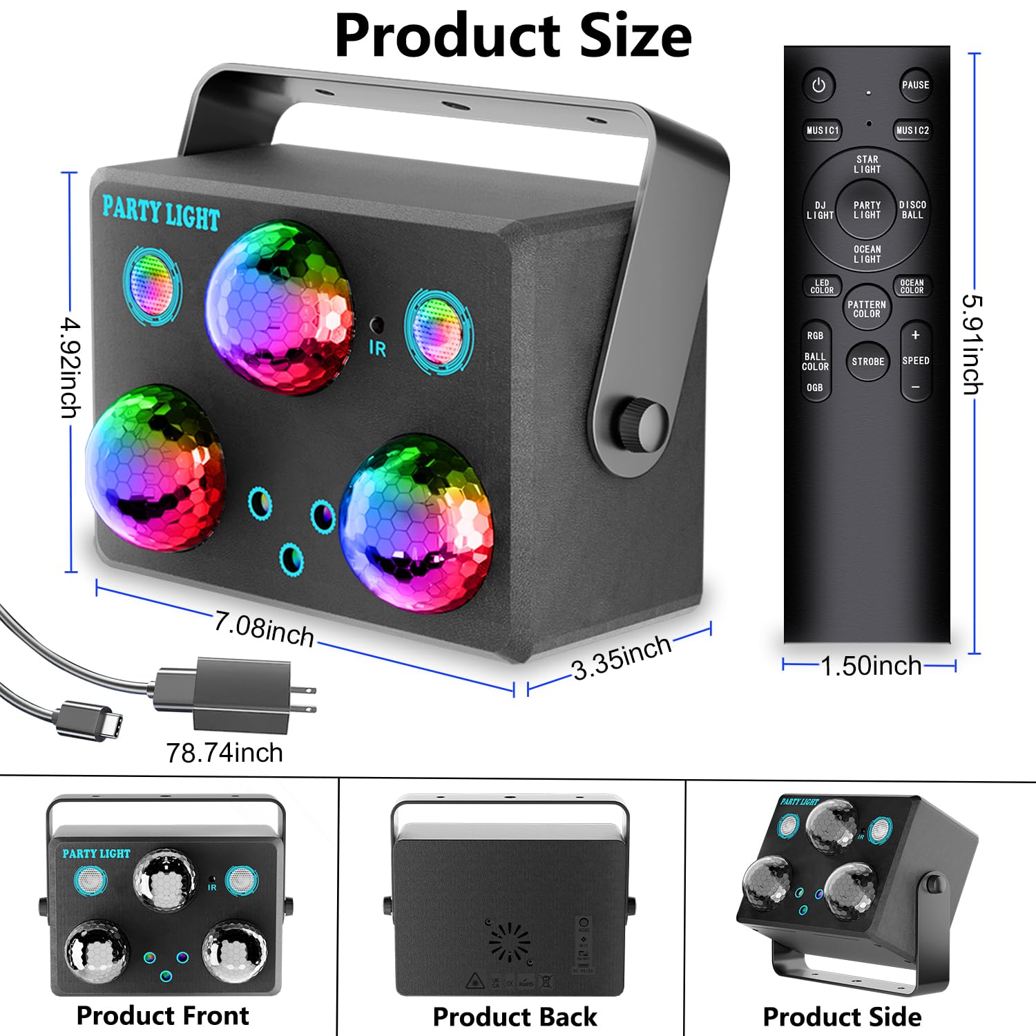 Amazon.co.jp: パーティーライト、ディスコDJストロボライト、レイブ