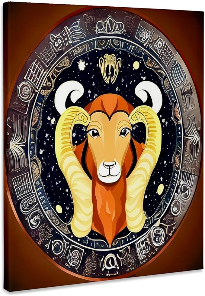 3dRose, Zodiac Sign Aries Or Ram In Color As Viewed By AI. Funny gift for you, Museum Grade Canvas Wrap 16x20