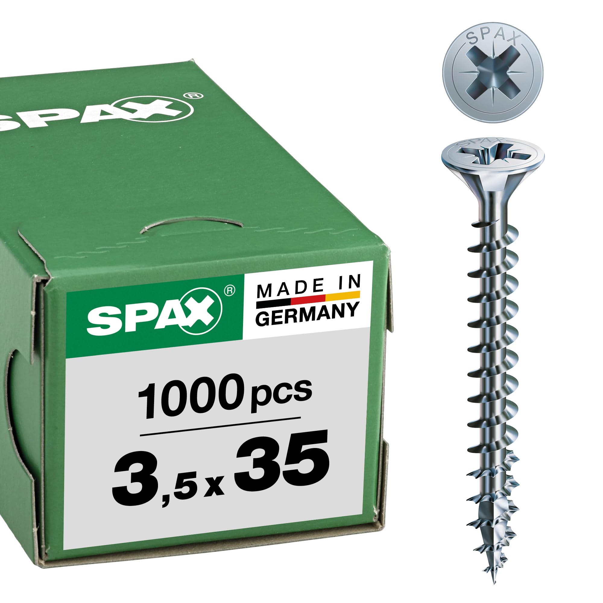 Spax – Universal Screw Countersunk Head Phillips Z 4Cut Full Thread Galvanised Blank A2J – 1081010350123, 0/1030/001/3,5/35/ /01 — image 1
