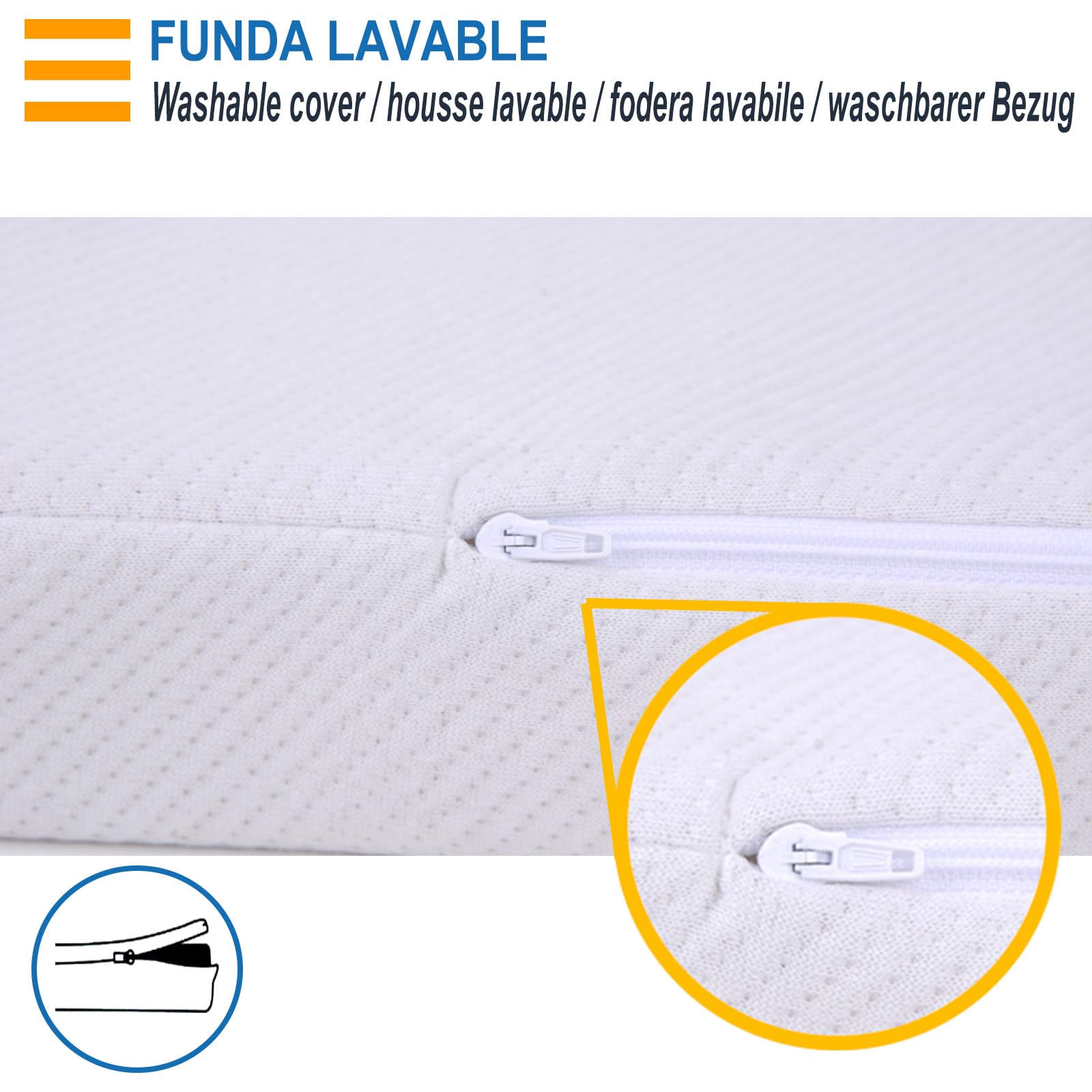 PEKITAS Materasso da viaggio 60 x 120 cm, altezza del nucleo 5 cm, fodera rimovibile e lavabile con aloe vera