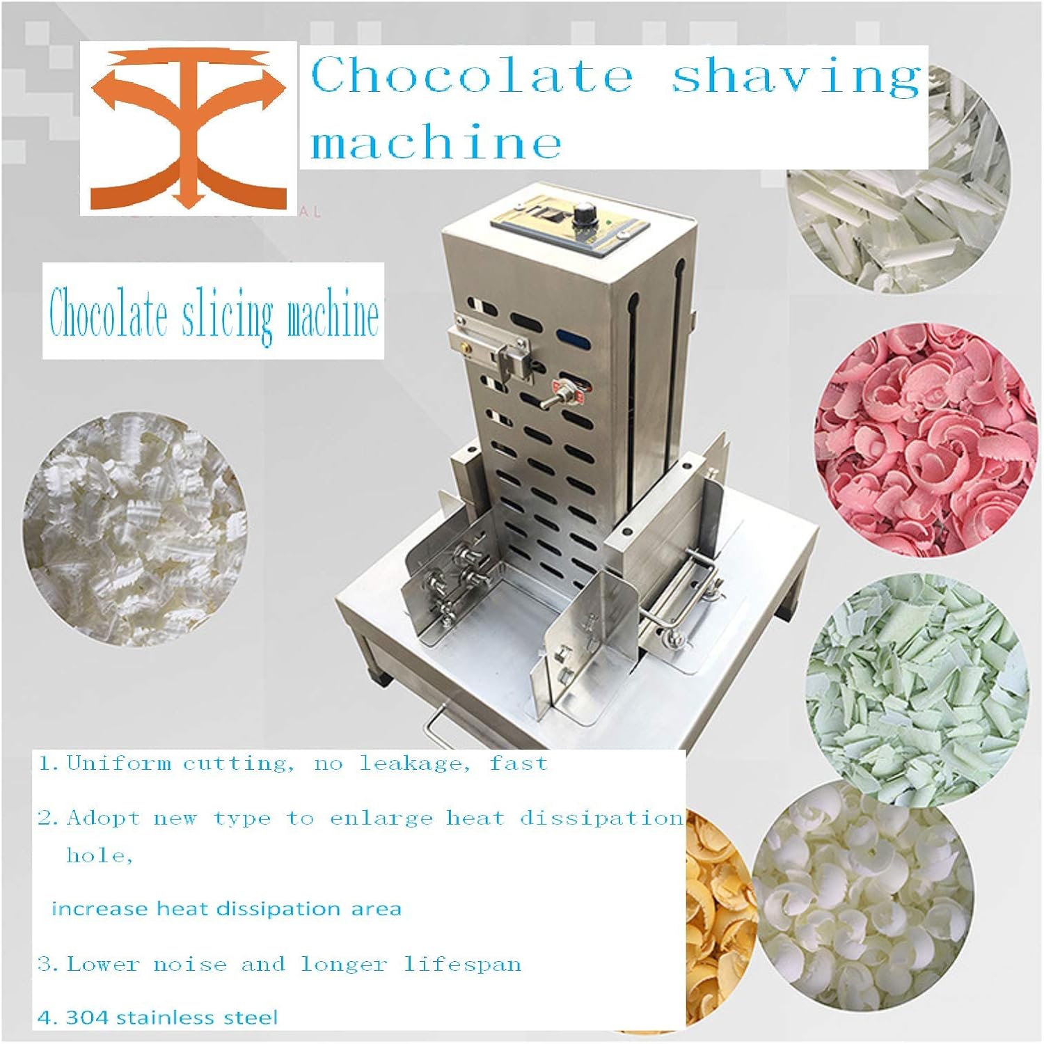 TZ® electric chocolate shaving machine,commercial chocolate Slicer slicing machine,chocolate scraping machine,chocolate block shaving machine with 4 knives thickness adjustable (220V/50HZ)