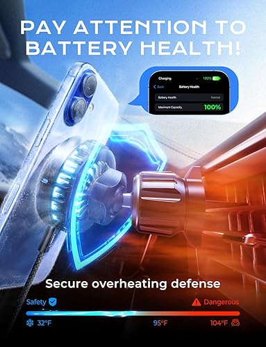 Miniatura 8 de LISEN Cargador MagSafe Qi2 MagSafe de 15 W para montaje en automóvil TEC Active Cooler 45F caída, accesorios de refrigeración para automóvil,