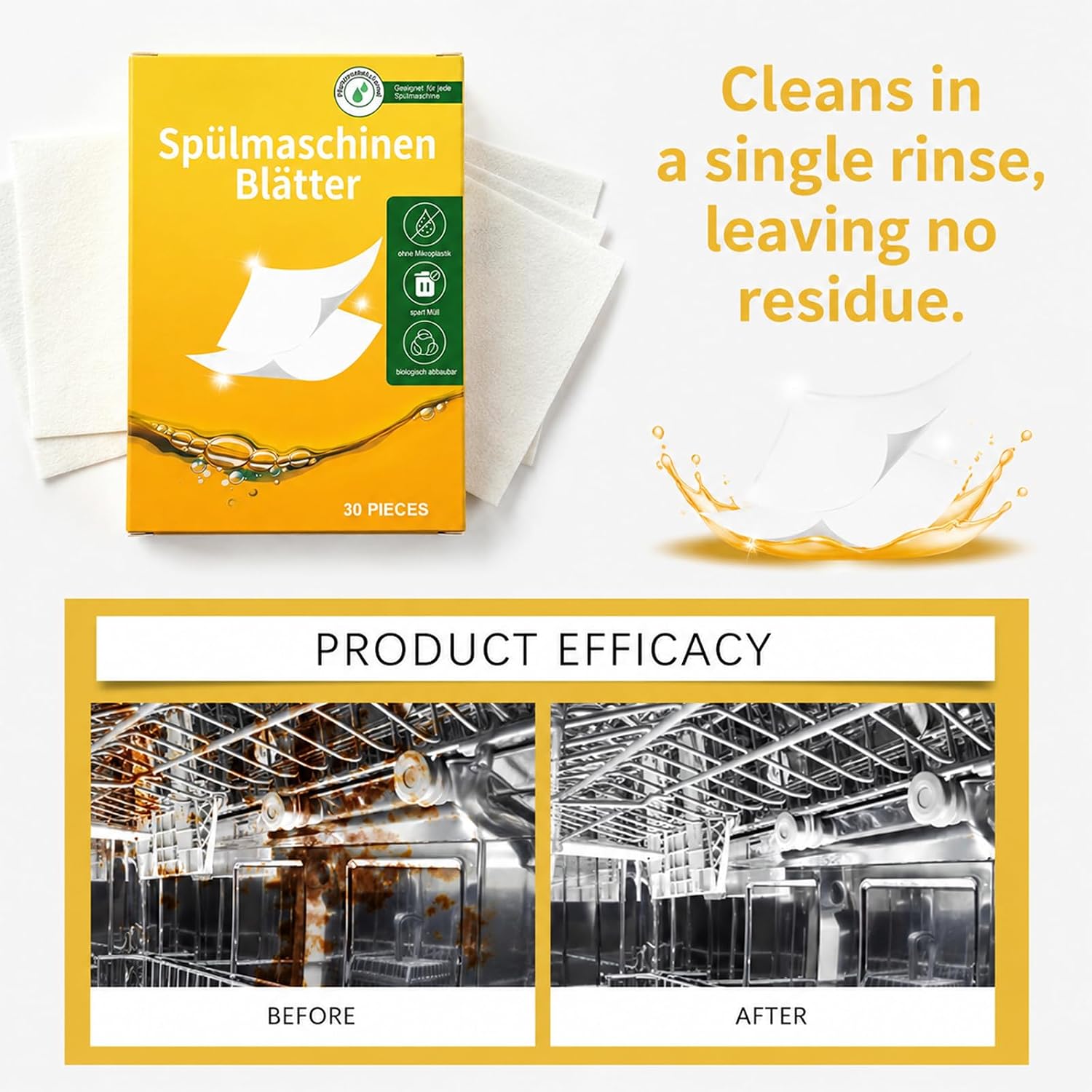 Dishwasher Sheets Pack of 120 Dishwasher Sheets Dishwasher Liquid Strips Deep Cleaner Powerful Dishwasher Tablets Lemon