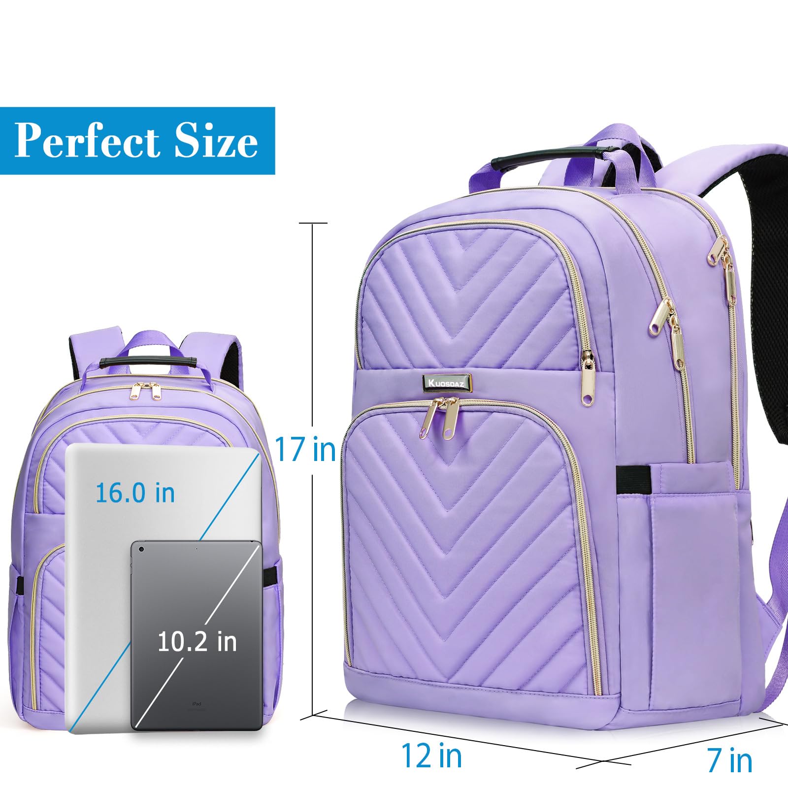 Backpack Women, 15.6 Inch School Backpack Girls Teenager with USB Charging Port, Laptop Backpack Stylish Daypack Waterproof for School, Uni, Travel, Work