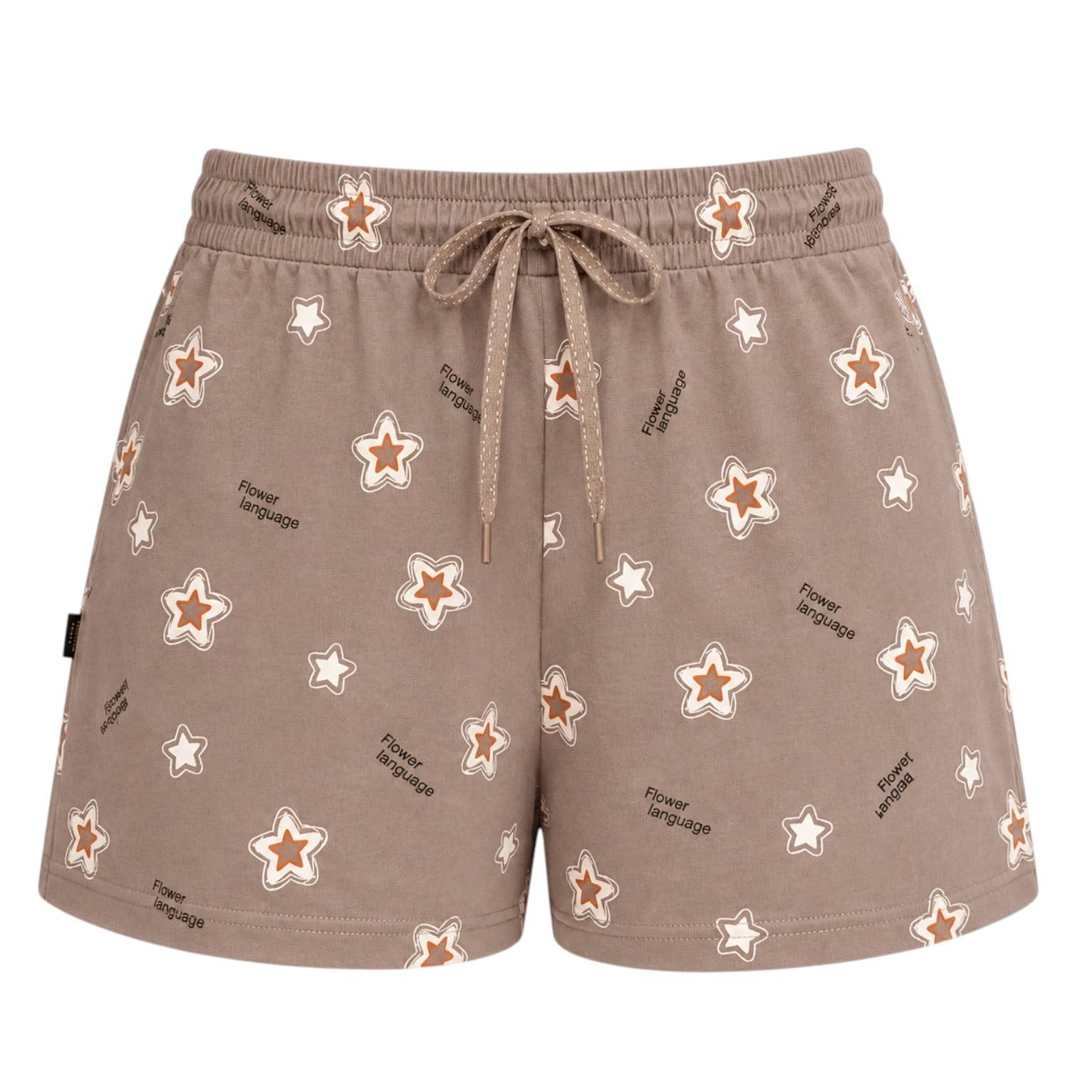 Women's 100% Cotton Printed Lounge Shorts with Drawstring Coffe flowers-picture-35