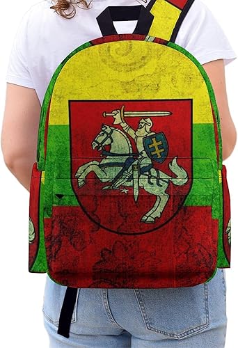 Miniatura 8 de Mochila de viaje con bandera lituana, ligera, de 16.5 pulgadas, para computadora portátil, mochila casual para hombres y mujeres