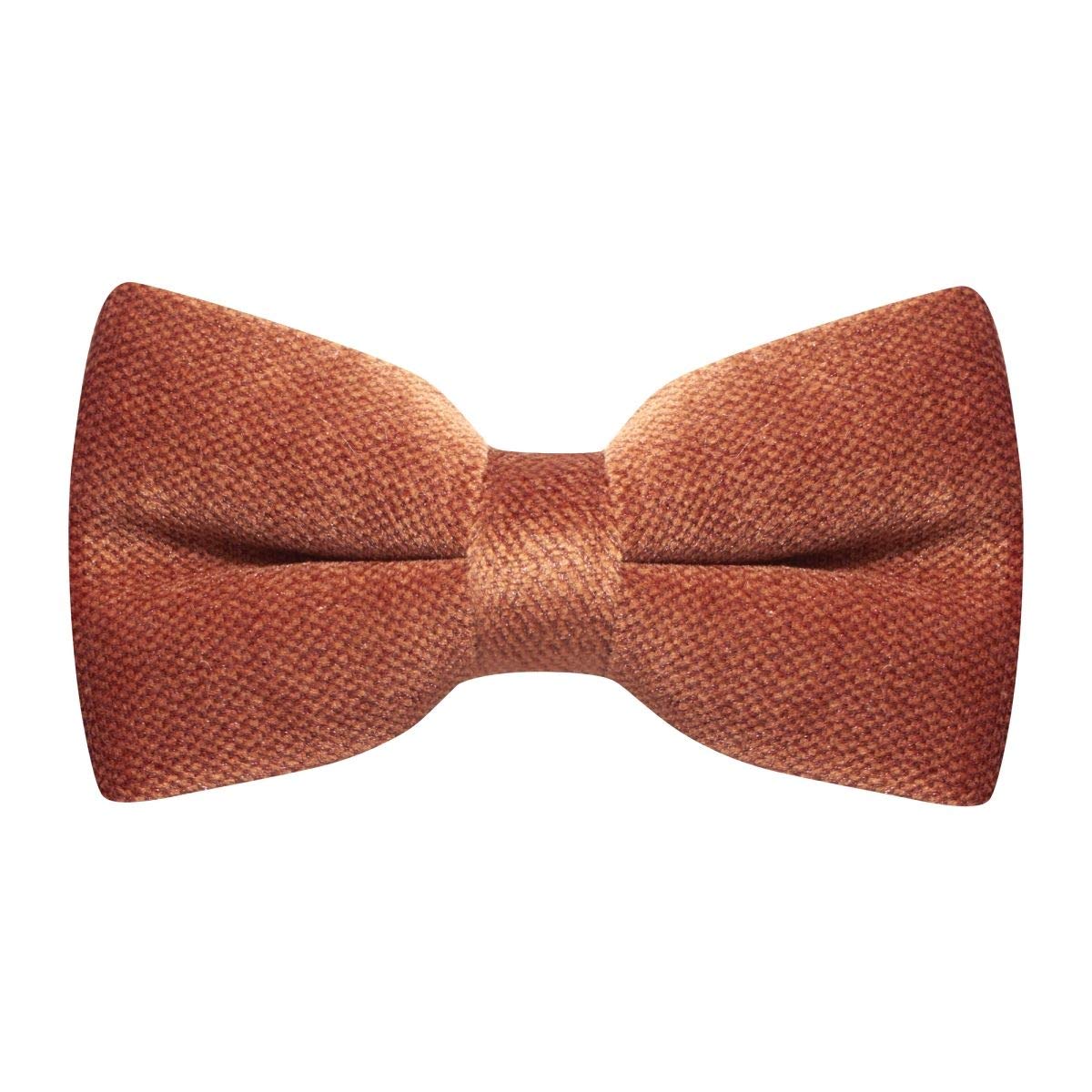King & Priory Boys Bronze Textured Velvet Pre-Tied Bow Tie, Brown