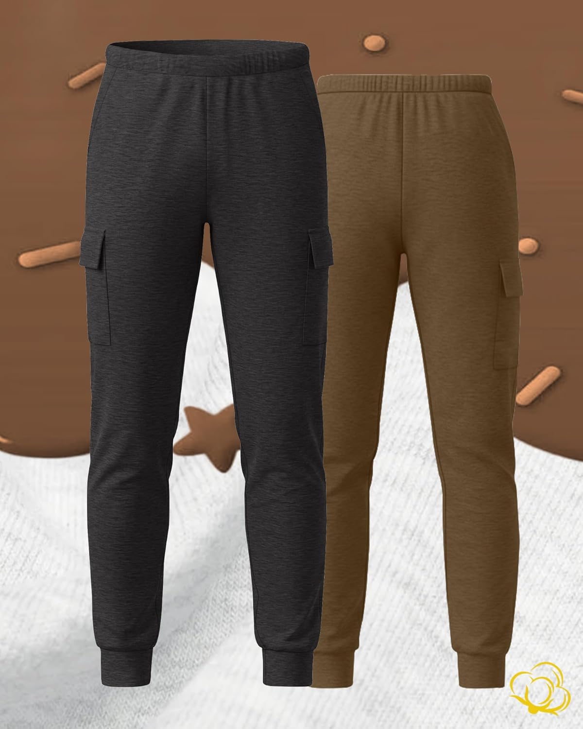 3 Pack Boys' Cargo Sweatpants Kids Casual Joggers Pants with Pockets Elastic Waist Track Cuffed Athletic Pant 5-14Y