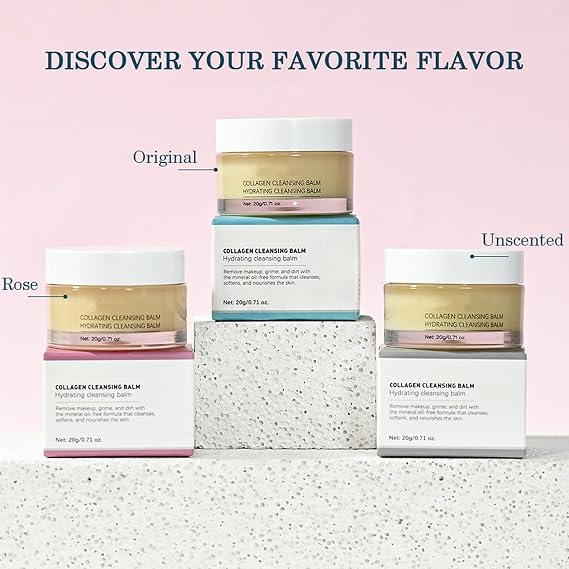 Collagen Cleansing Balm, Makeup Remover and Face Cleanser with Hydrating Oils, Vitamin E for All Skin Types