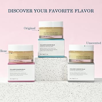 Collagen Cleansing Balm, Makeup Remover and Face Cleanser with Hydrating Oils, Vitamin E for All Skin Types