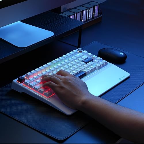 Miniatura 8 de Teclado mecánico inalámbrico con reposamuñecas, teclado personalizado intercambiable en caliente con perilla, retroiluminación RGB, interruptores