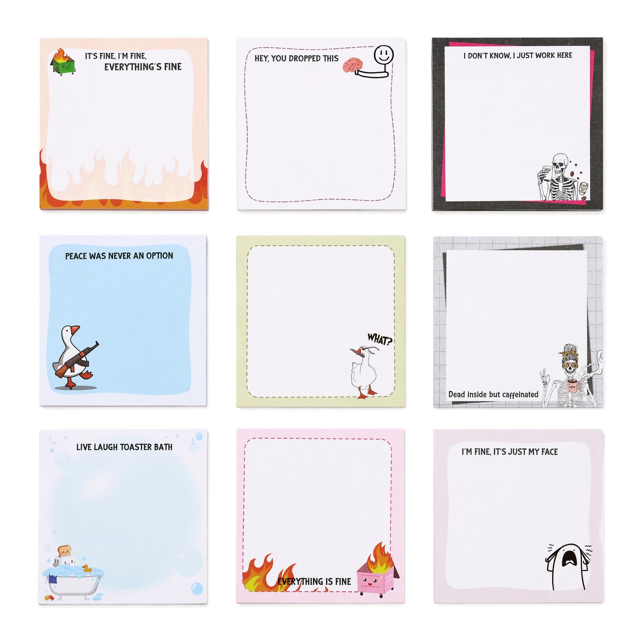 Funny Sticky Notes, 9 Pads Cute Memo Pads Gift for Women, Teachers & Office