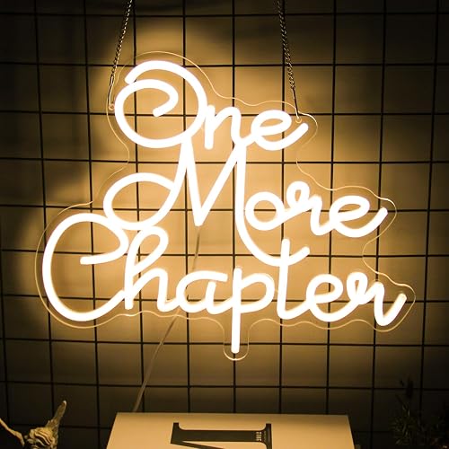 One More Chapter Neon Sign Read Books Neon Light Warm White Letter LED Signs Dimmable Read LED Lights Signs for Bedroom Study Reading Room Library Bookstore Classroom Decor Bookish Gifts