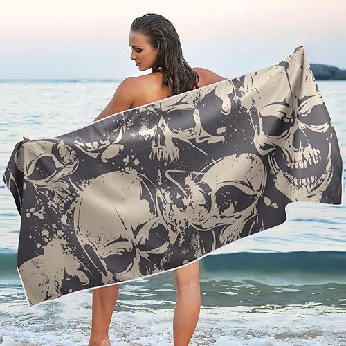 Miniatura 6 de xigua Toalla de playa de calavera, sin arena, súper absorbente, toalla de viaje de gran tamaño con bolsa de malla para playa, campamento, natación,