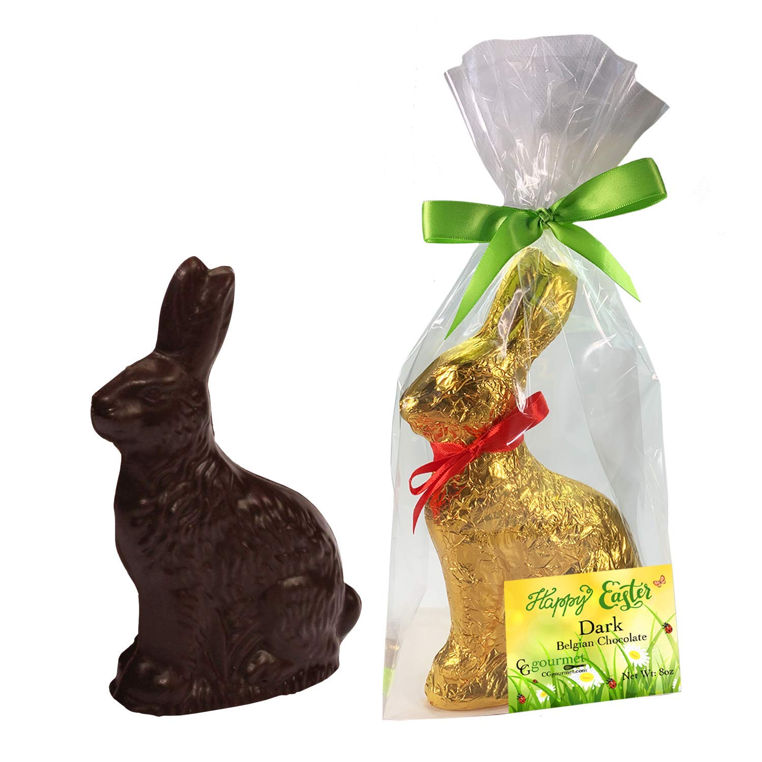 Large Easter Gourmet Dark Chocolate Bunny Gift Bag - 8 OZ - 8 in tall