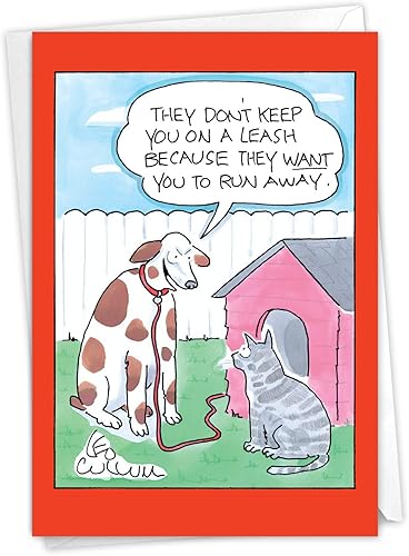 Miniatura 1 de NobleWorks, Tarjeta de felicitación de cumpleaños divertida con diseño de gato y perro, diseño de animales de dibujos animados, divertida tarjeta de