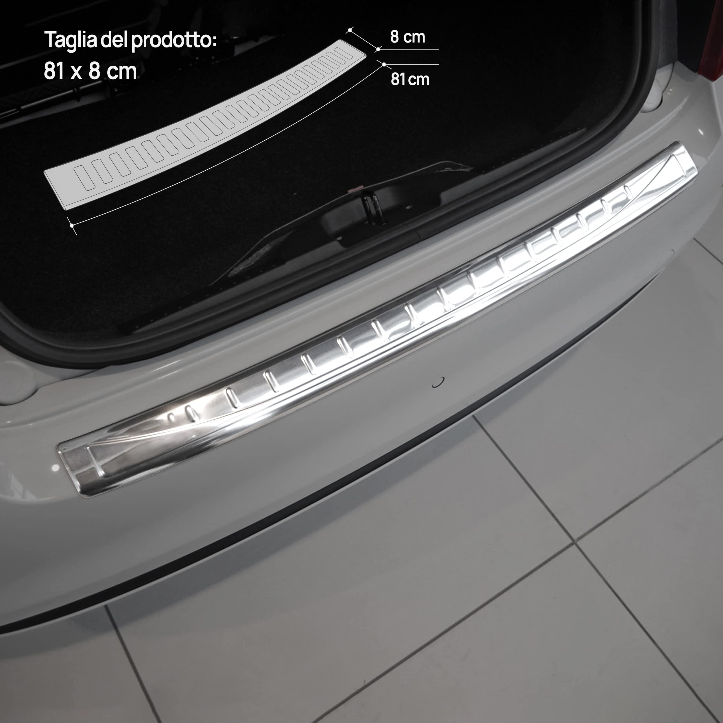 Chromemaster | Protezione Paraurti Posteriore Compatibile con Fiat 500 500C 2007-2015 | Acciaio INOX Lucido/Cromato | Protezione Paraurti Protegge la Vernice del Paraurti dai Graffi