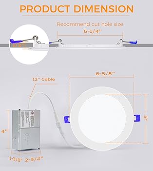 柯月 CLOUDY BAY 6 inch 3000K/ 4000K/ 5000K Selectable,Dimmable