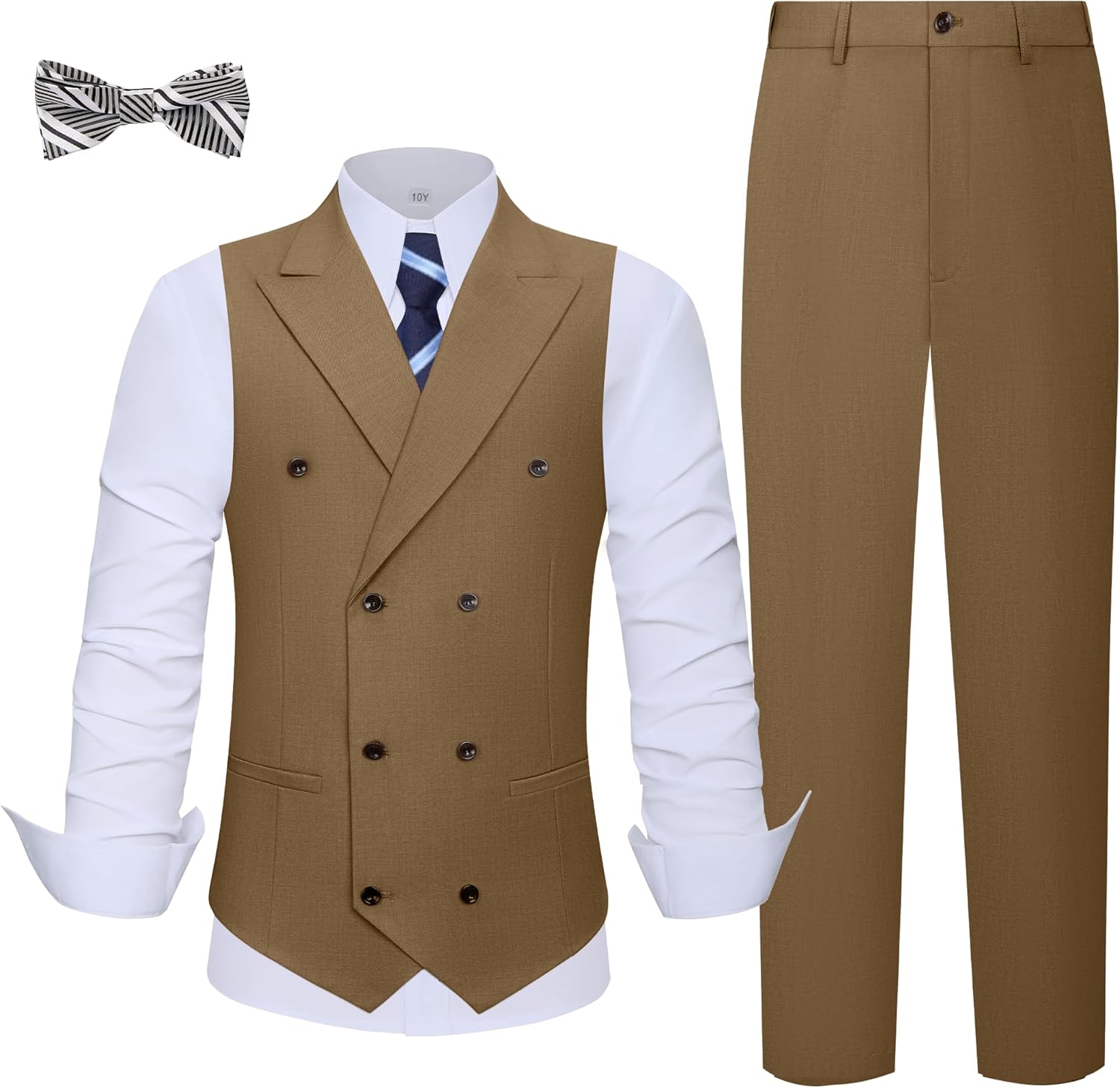Boys Suits 5 Piece Slim Fit Double Breasted Boys Formal Suit Vest Dress Pants Set Kids Boy Tuxedo Wedding Outfit - Image 2