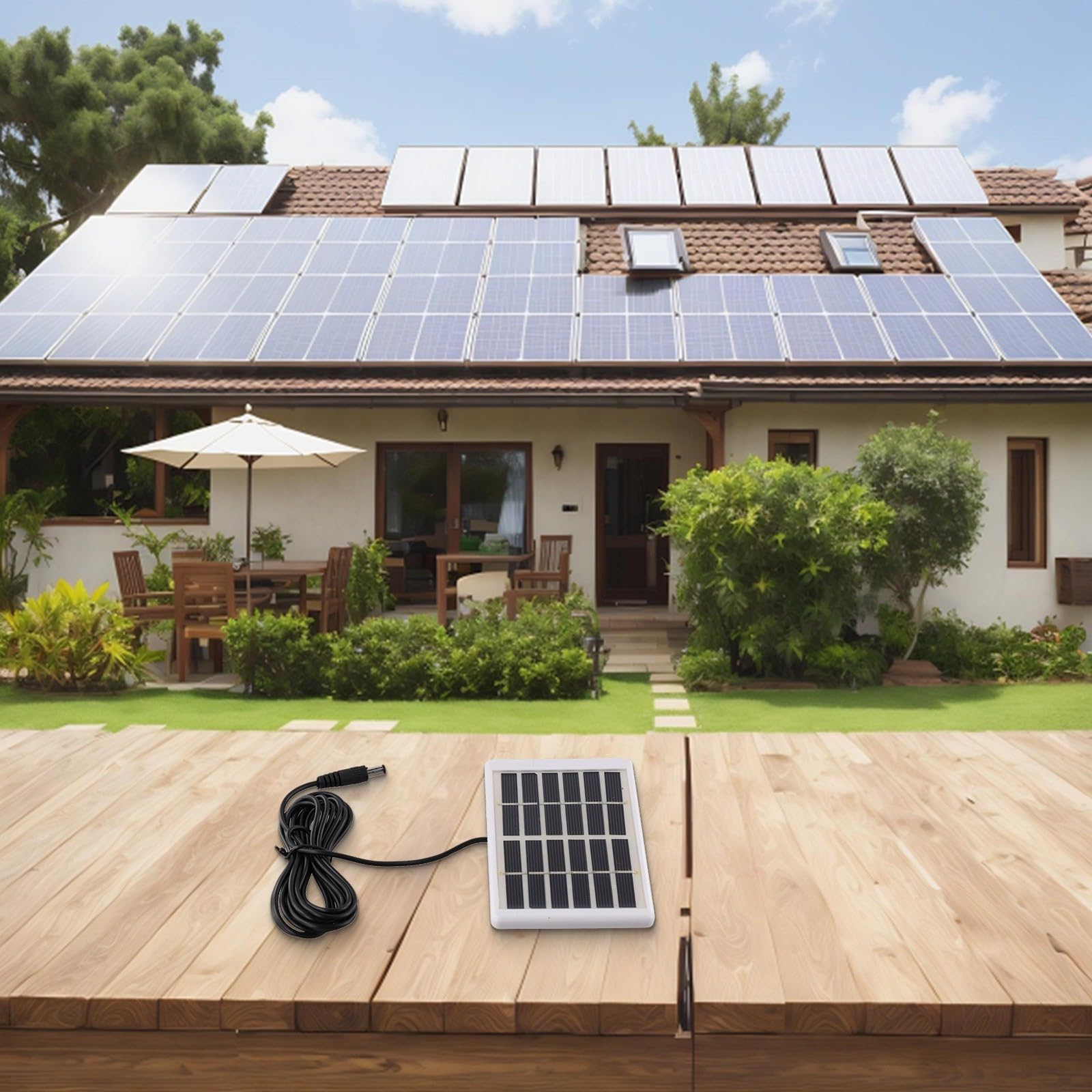 Panneau solaire polycristallin 5 W 6 V avec câble CC, chargeur solaire portable pour le camping, la randonnée, les voyages et les projets de bricolage en plein air