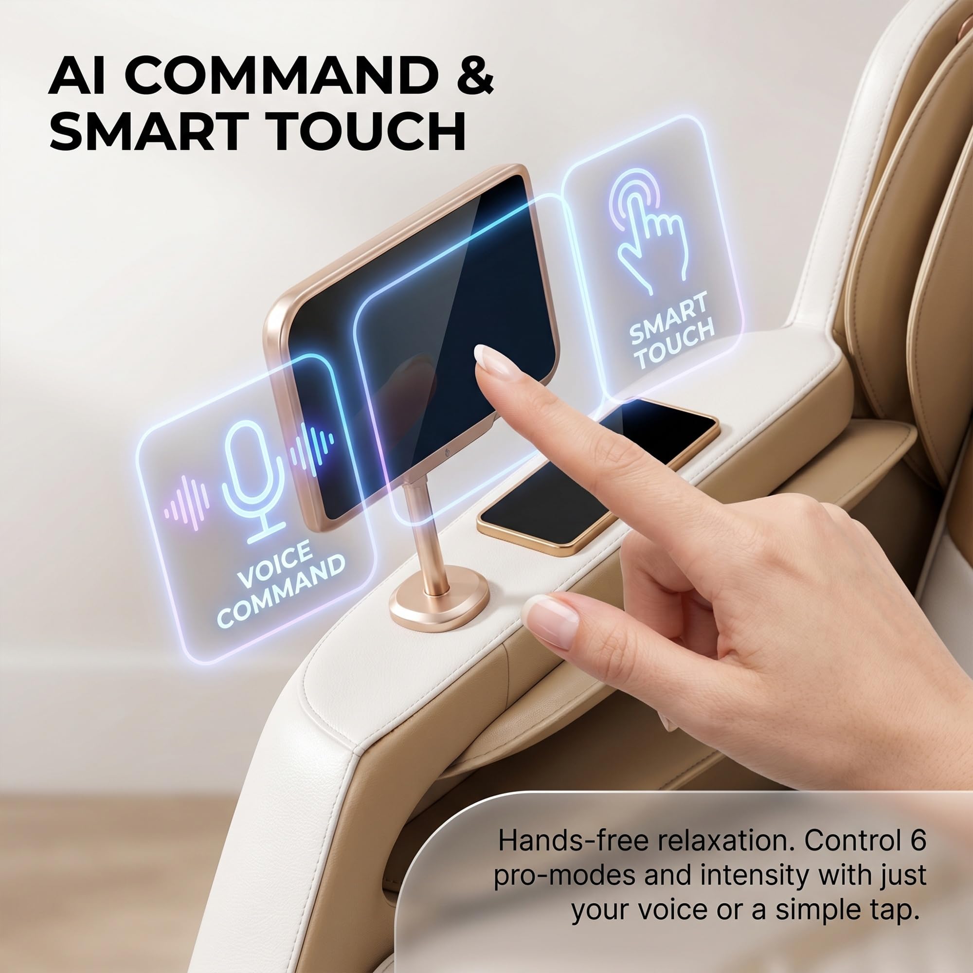 Sillón de Masaje Eléctrico Gravedad Cero con Control por Voz AI, Carril SL, Calor en Espalda y Piernas, Música Bluetooth HiFi, Carga Inalámbrica, 6 Modos(Gray)