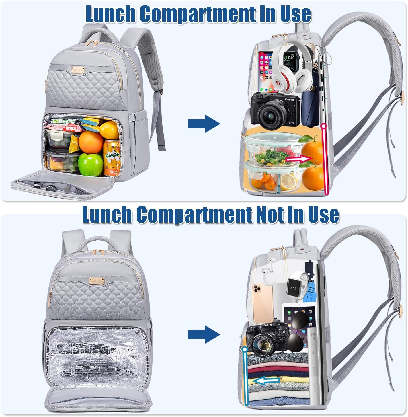 Weitars Lunch Backpack, Insulated Cooler Backpack 15.6 Inch Laptop Backpack For Women Men For Women Nurses Teacher Gifts for College Work Beach Camping Picnics Travel - Image 4