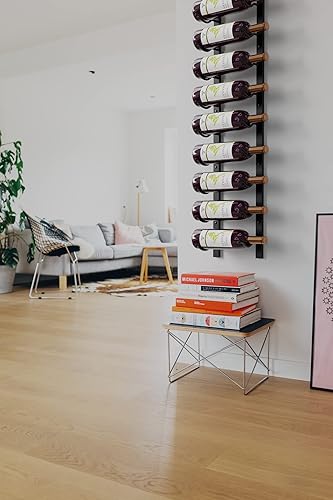 Miniatura 6 de Estante de metal para vino montado en la pared, soporte para 36 botellas de vino, moderno, negro mate, diseñado en Canadá por entusiastas del vino