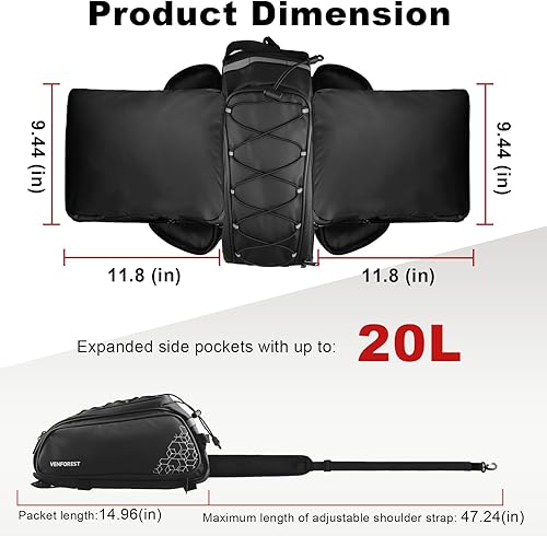 Miniatura 3 de Bolsa de bicicleta trasera para bicicleta, bolsa impermeable de PVC de 20 L para bicicletas de carretera y montaña, bolsa de asiento trasero de