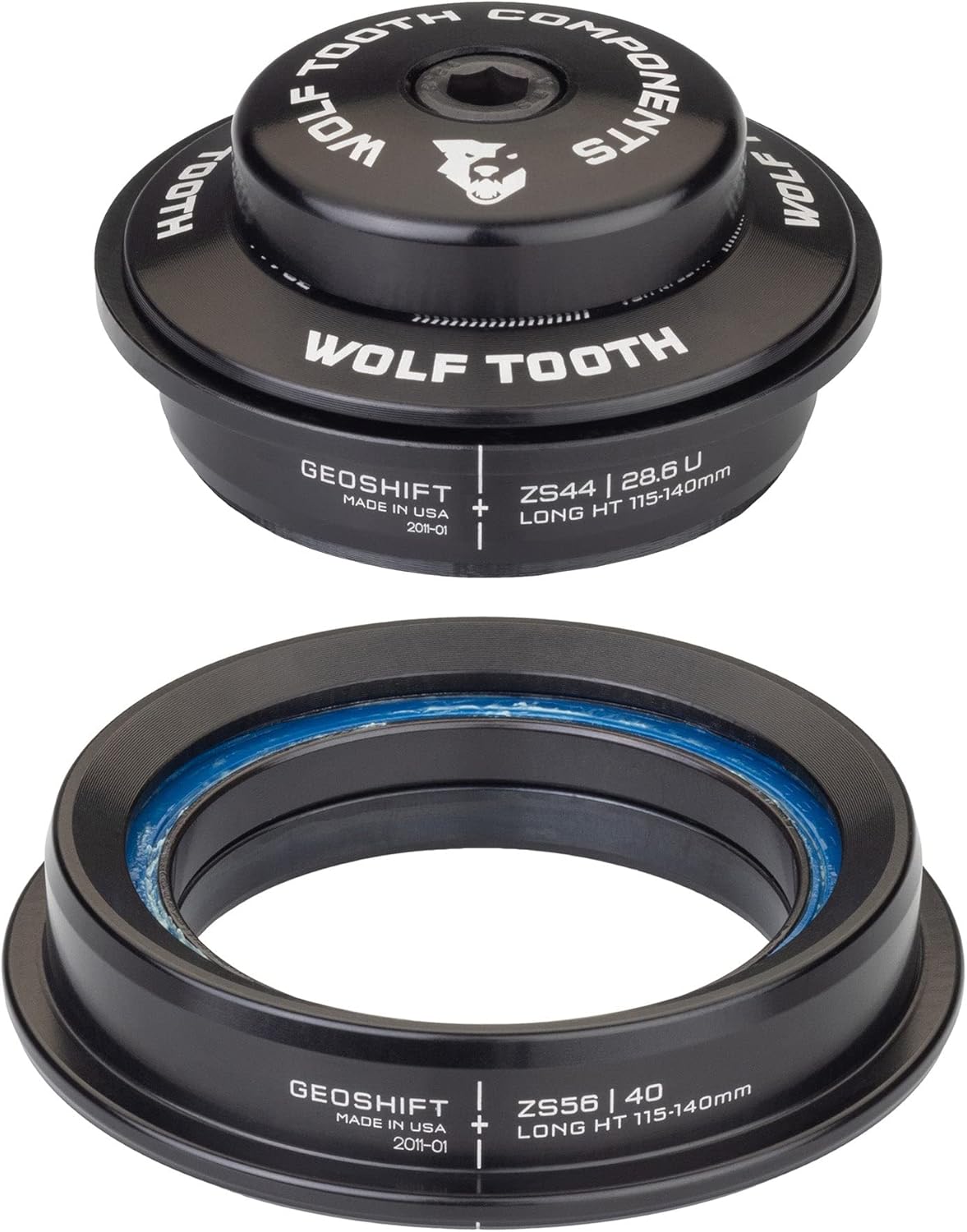 Wolf Tooth GeoShift Performance Angle Headset ZS44/28.6 Upper, EC49/40 Lower/Short 90-115 mm