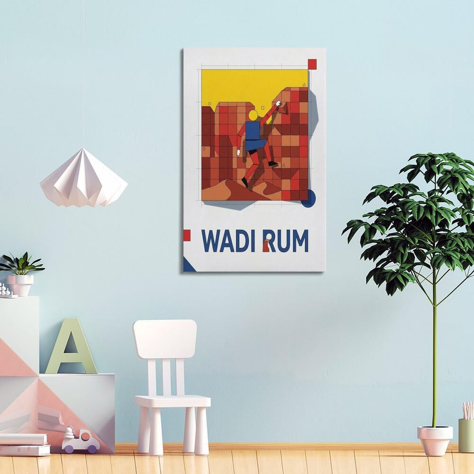 XKUGA Poster, Motiv: Wadi Rum, Klettersport, Jordanien, modern, dekorativ, Leinwanddruck, ideale Wandkunst für Familie, Männerhöhle, Spielzimmer, Jungen- und Mädchenzimmer, 40 x 60 cm