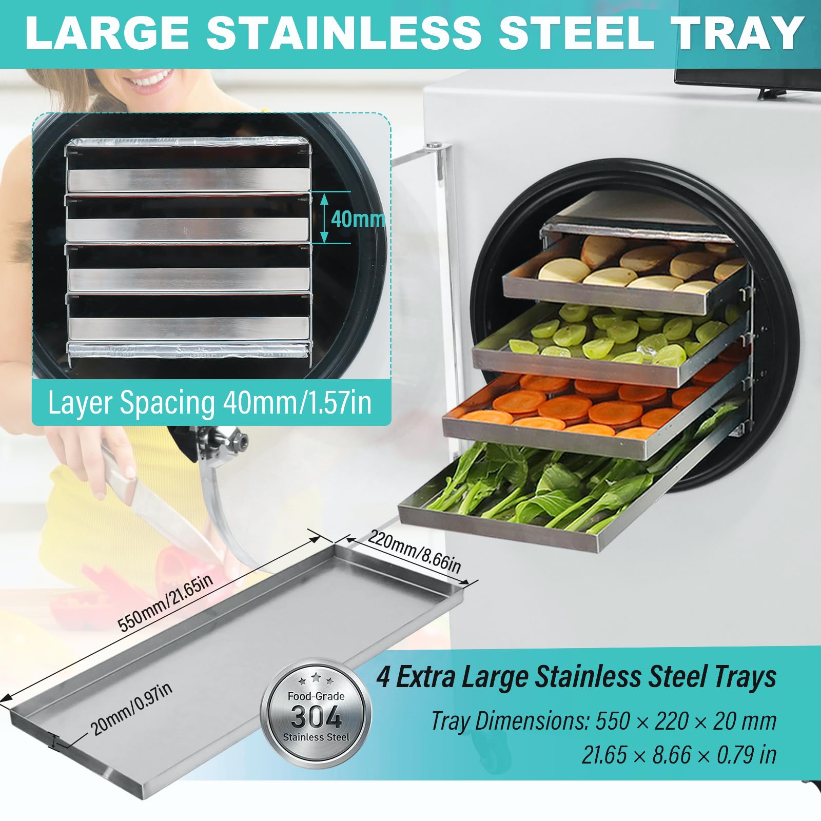 Freeze Dryer Gefriertrockner für zuhause mit 4 Ablagen, 5 kg Kapazität: Dehydrator für Lebensmittel Für Handel & zuhause! Ideal zum Konservieren von Lebensmitteln