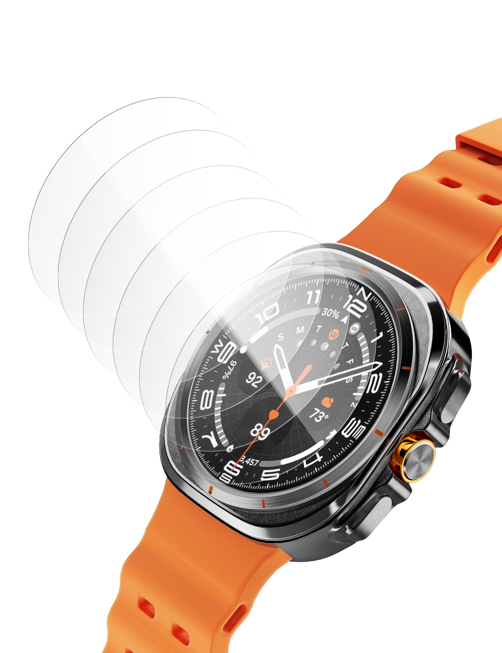 SinoaccScreen Protector for Samsung Galaxy Watch Ultra(2025)/Ultra/Watch 6 Classic 47mm Tempered Glass Cover, Perfectly Fit, HD Ultra-Thin, Easy Install, 6 Pack