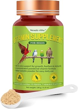 Bird Vitamins for All Cage Birds - Multi-Vitamin for Birds - Supports Bones, Feathers, Energy & Eggshell Quality - Vet-Developed Formula, Dissolves in Water for Easy Daily Use - Net Wt 6.35 oz