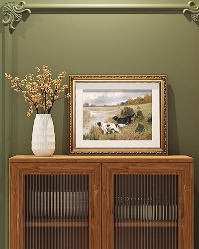 Miniatura 3 de ARPEOTCY - Arte de pared con marco dorado antiguo vintage, pinturas retro de paisaje con río, obra de arte en lienzo, estilo victoriano, para