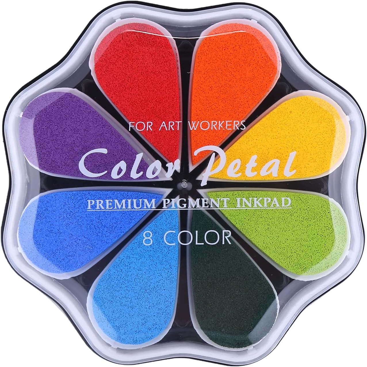 Product image of Petal Ink Pads for Rubber Stamps Waterdrop Shaped Stamp Pads with 8 Assorted Colors (Set 1001)