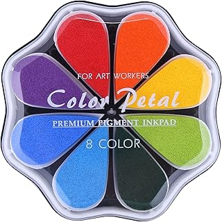 Petal Ink Pads for Rubber Stamps Waterdrop Shaped Stamp Pads with 8 Assorted Colors (Set 1001)
