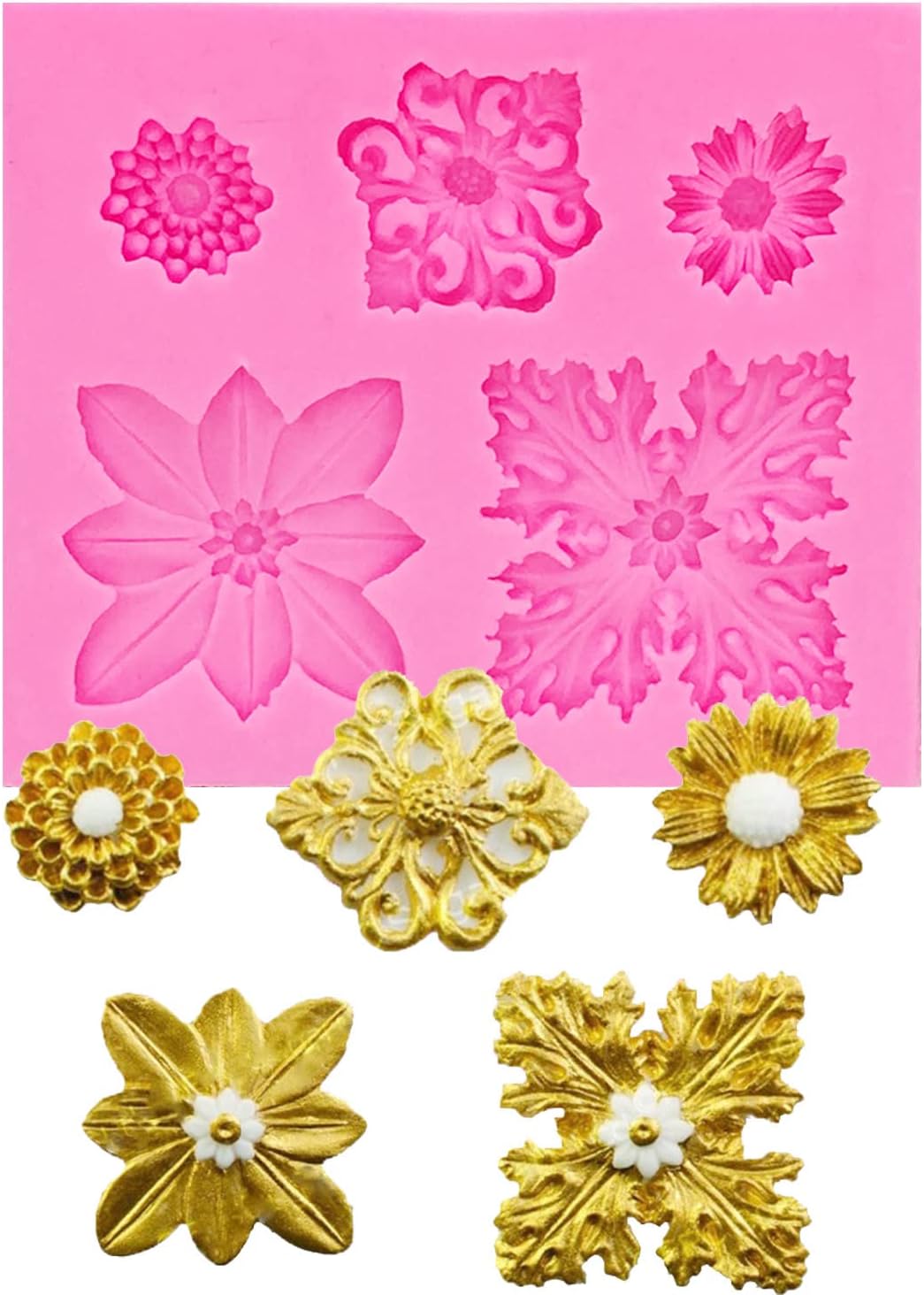 1pc Chrysanthemum Silicone Mold, Flower Fondant Cake Baking Molds, Flowers Candy Cake Mould Chocolate Sugarcraft Mould (0193)