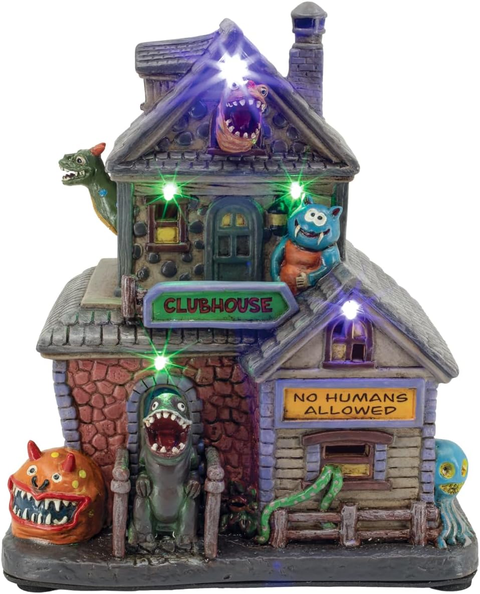 Monster Clubhouse Halloween Village with LED Lights and Sound