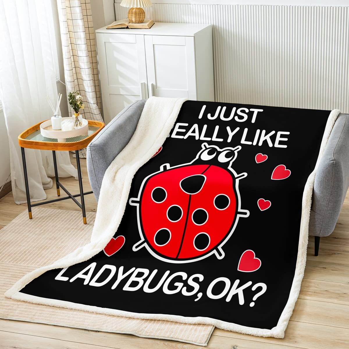 Coperta in pile coccinella a forma di coccinella, per bambini, ragazzi, ragazze, graziosa coccinella, coperta in peluche, per letto, divano letto, colore rosso, 200 x 200 cm