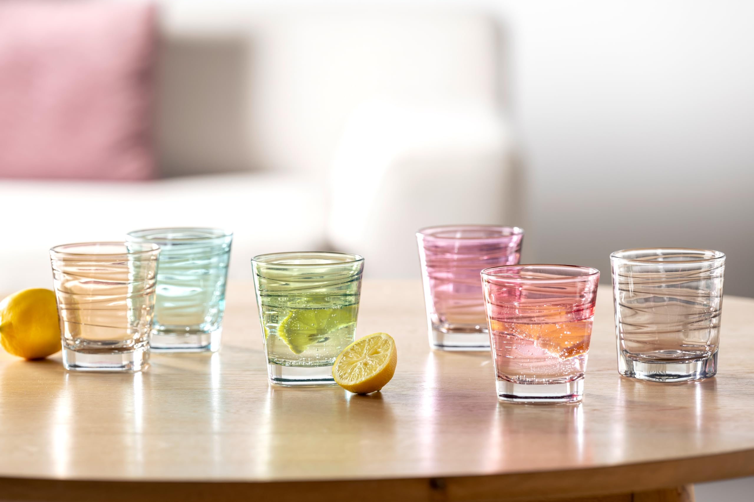 Vario Petit Verre à Eau en Verre, Multicolore, Lot de 6