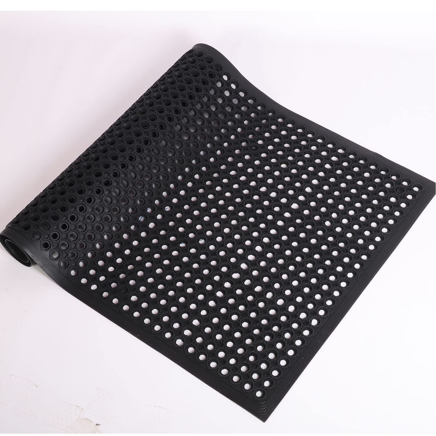 Rubber Drainage Mat 150 x 90 cm Large Outdoor Rubber Entrance Mats Floor Mat with Holes Anti Fatigue None Slip Commercialfor Industrial Kitchen Restaurant Bathroom