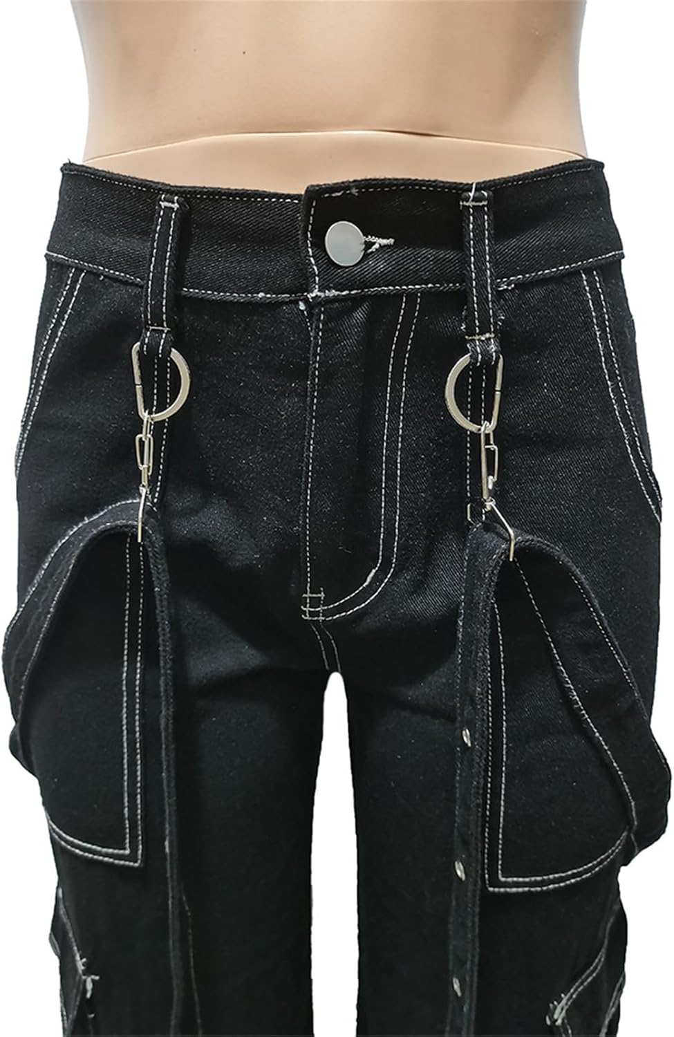 Qikaka Women's High Waist Bandage Pockets Bodycon Sexy Nightclub Party Denim Pants Jeans