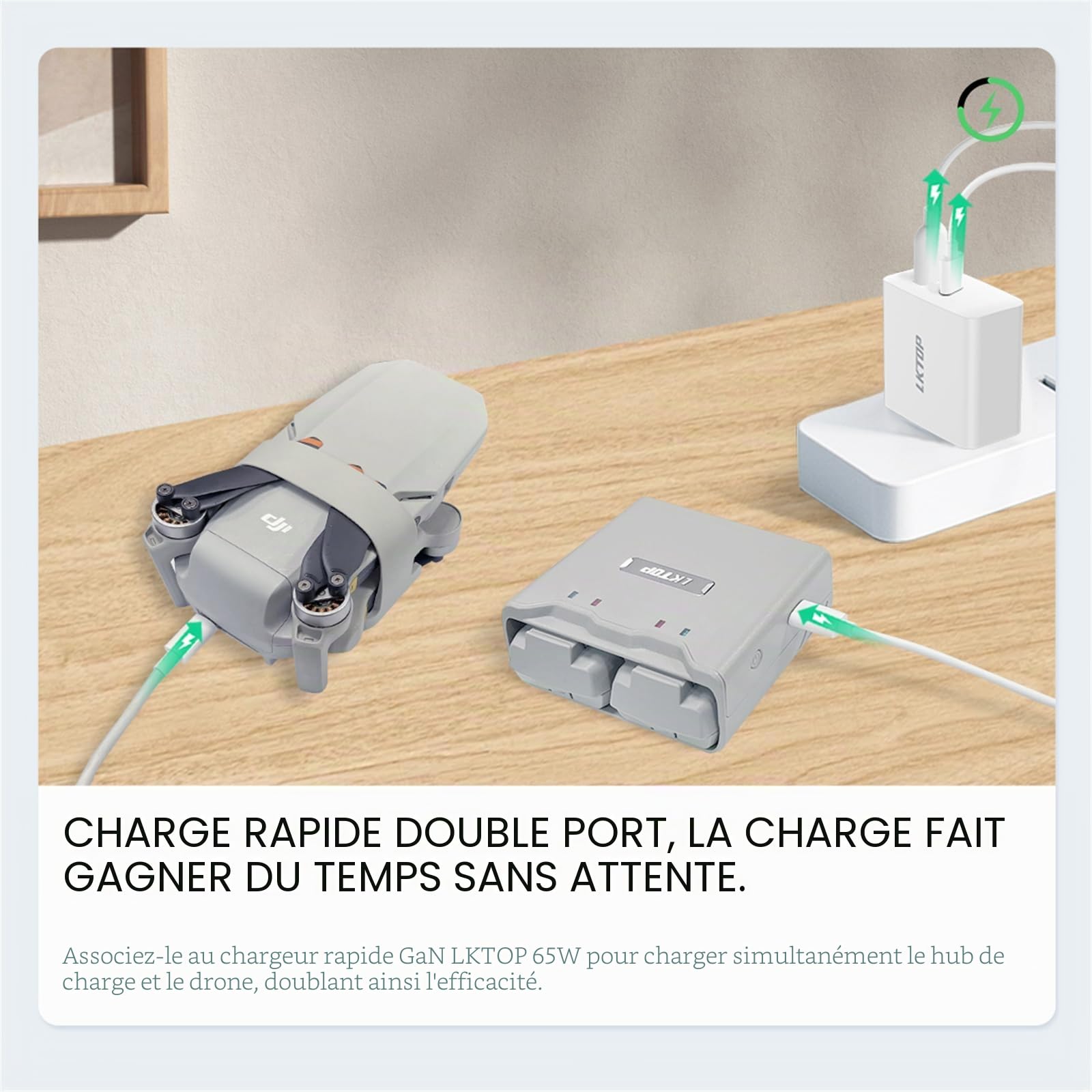 Chargeur de batterie pour DJI Mini 2/Mini 4K Hub de charge de batterie bidirectionnel (gris)