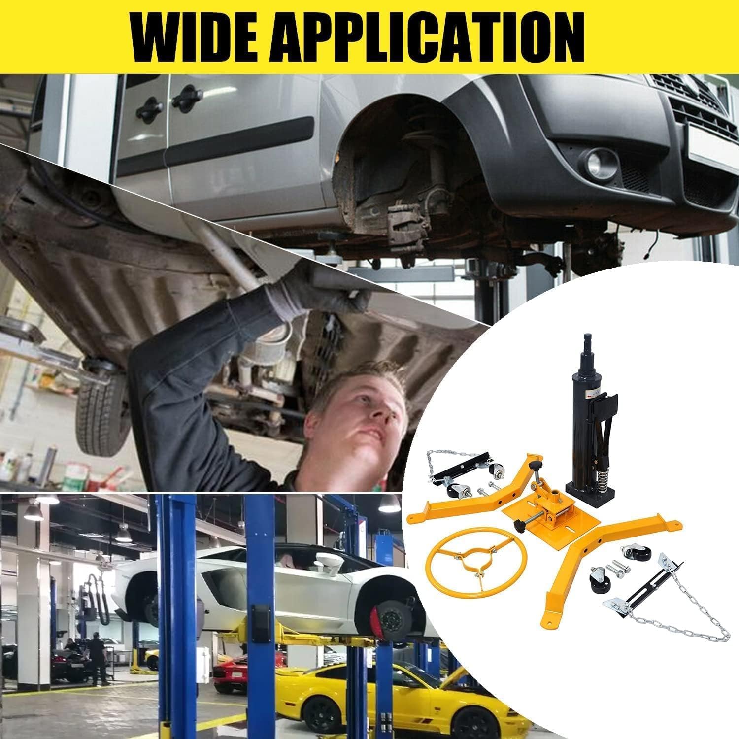 Transmission Jack 1660 lbs/ 0.75 Ton Capacity Hydraulic Telescopic Transmission Jack 34" - 68" Adjustable Height Telescoping Transmission Hydraulic with 360° Swivel Wheels Lift Hoist (Yellow)