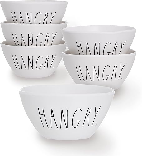 Rae Dunn Juego de 6 cuencos de melamina, duraderos y aptos para lavavajillas, juego de 6 cuencos (6 pulgadas), juego perfecto para sopa, cereales,