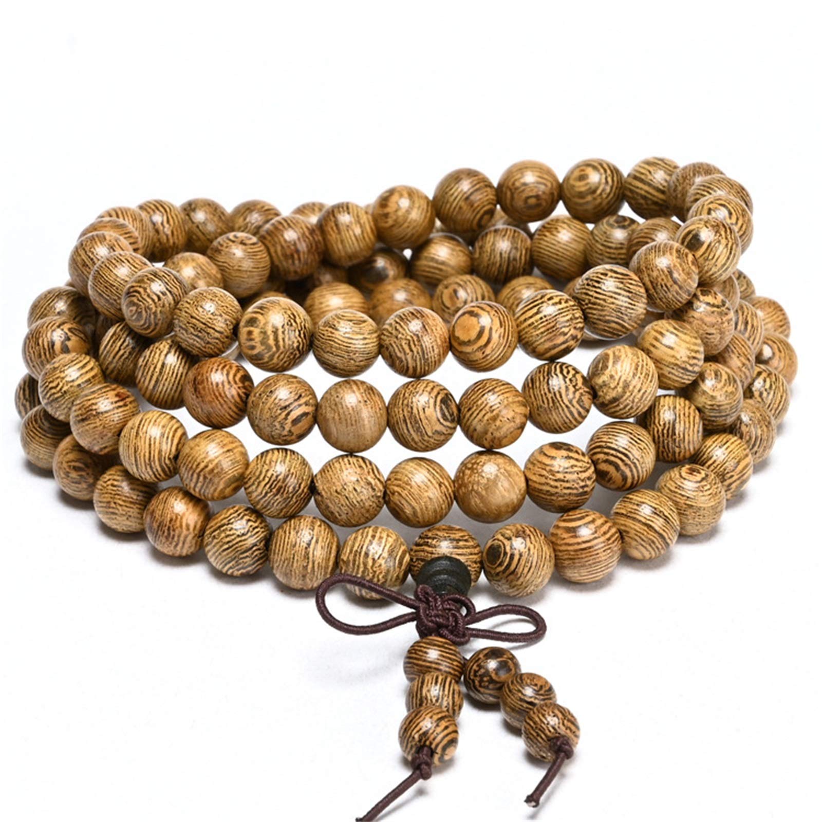 SOHNVWTGD Unisex 108 Natural Wood 6mm Beads Bracelet Mala Prayer Beads Necklace Buddhist Rosary Meditation Yoga Stretch Bracelet Elastic Natural Ebony Sandalwood Tibetan Beads Bracelet Jewelry