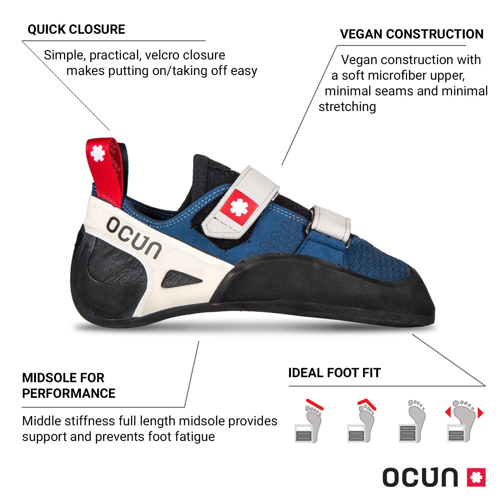 Ocun Advancer QC and Advancer LU Bouldering Shoe I Rock Climbing Shoe for Advanced Climbers, Dark Blue, 9.5
