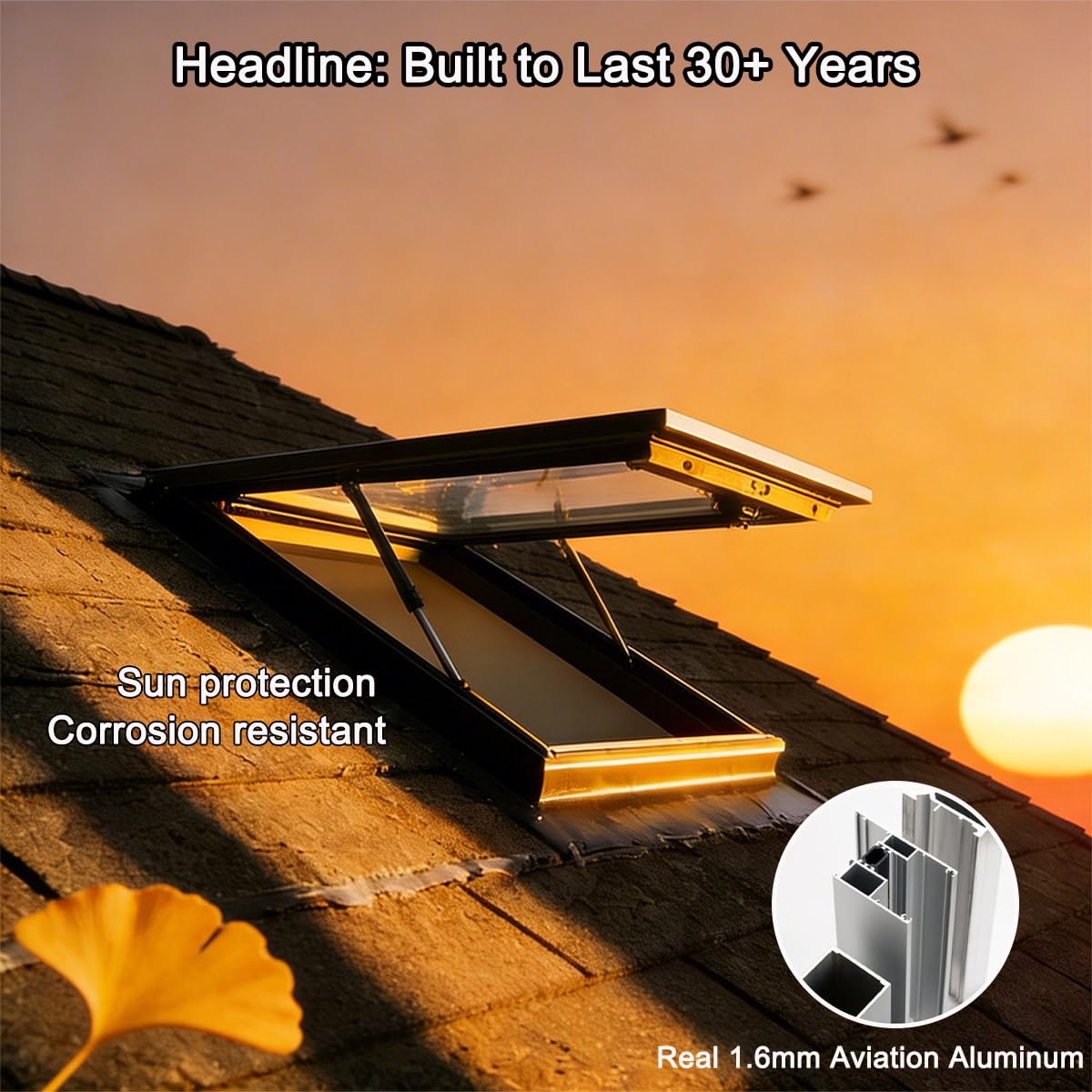 Premium Dachfenster für Wohnraum & Wintergarten, Lichtdurchflutetes Oberlicht für Dachboden & Tiny House. Wärmeisolierte Glasluke zur Belüftung(L65xW70cm)